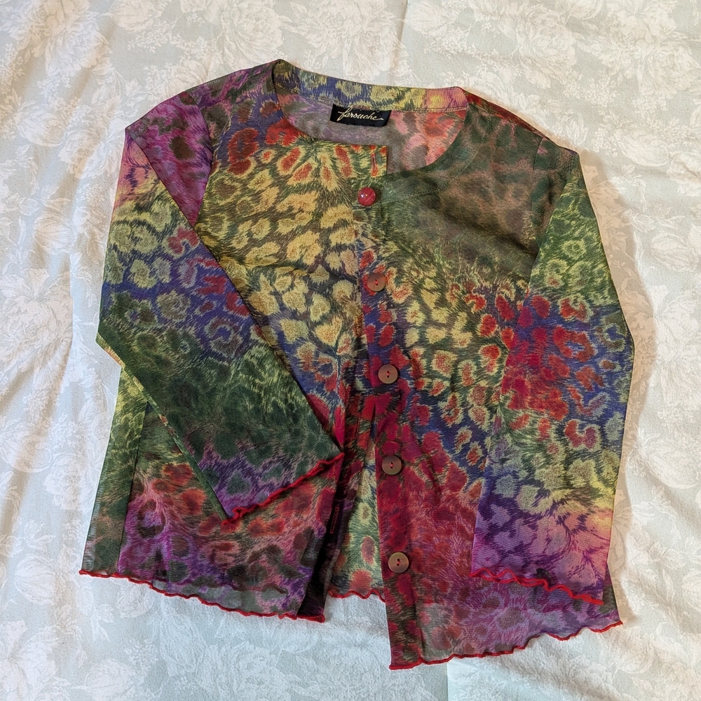 Multicolor Button-Front Cardigan